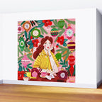 Midcentury Festive Christmas Woman Wall Mural Gallery Image 2