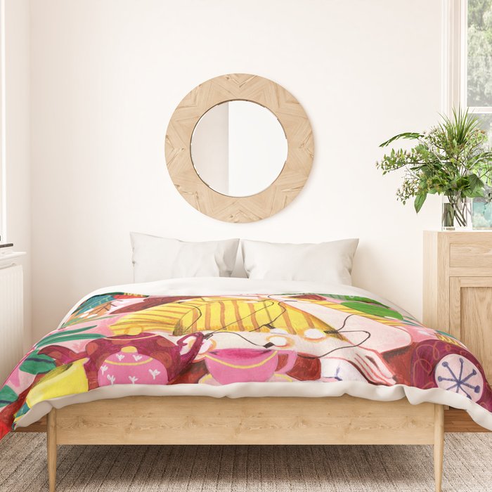 Midcentury Festive Christmas Woman Duvet Cover Gallery Image 3