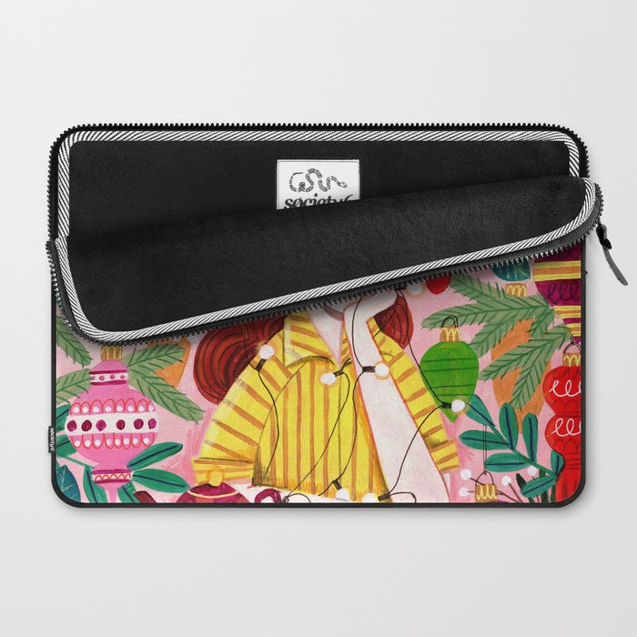 Midcentury Festive Christmas Woman Laptop Sleeve Gallery Image 2