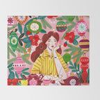 Midcentury Festive Christmas Woman Throw Blanket Gallery Image 2