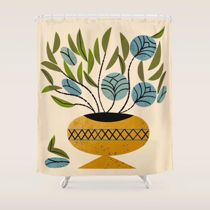 Bouquet in Gold Vase Shower Curtain Gallery Image 1