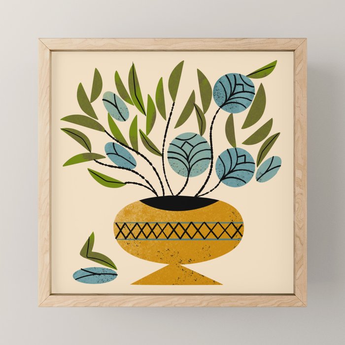 Bouquet in Gold Vase Mini Art Print Gallery Image 1