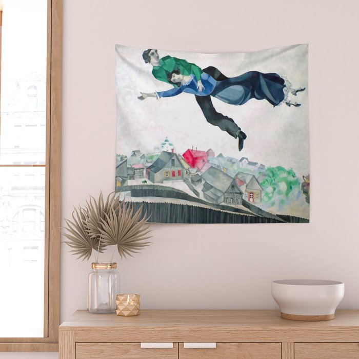 Over the Town by Marc Chagal ,marc chagall famous paintings Wall Tapestry Gallery Image 2