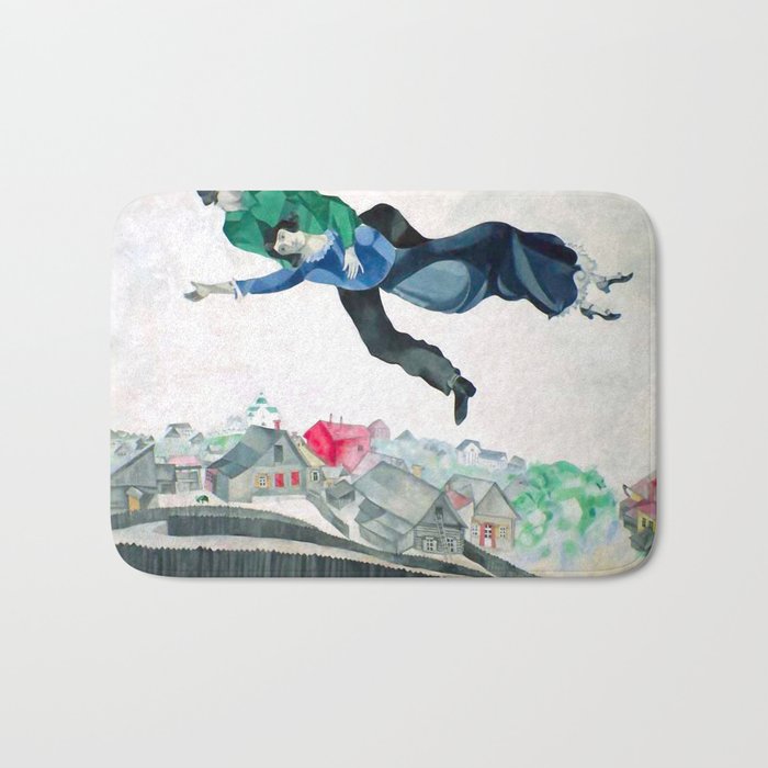 Over the Town by Marc Chagal ,marc chagall famous paintings Bath Mat Gallery Image 1