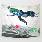 Over the Town by Marc Chagal ,marc chagall famous paintings Wall Tapestry Gallery Image 4