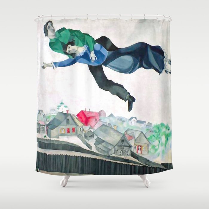 Over the Town by Marc Chagal ,marc chagall famous paintings Shower Curtain Gallery Image 1