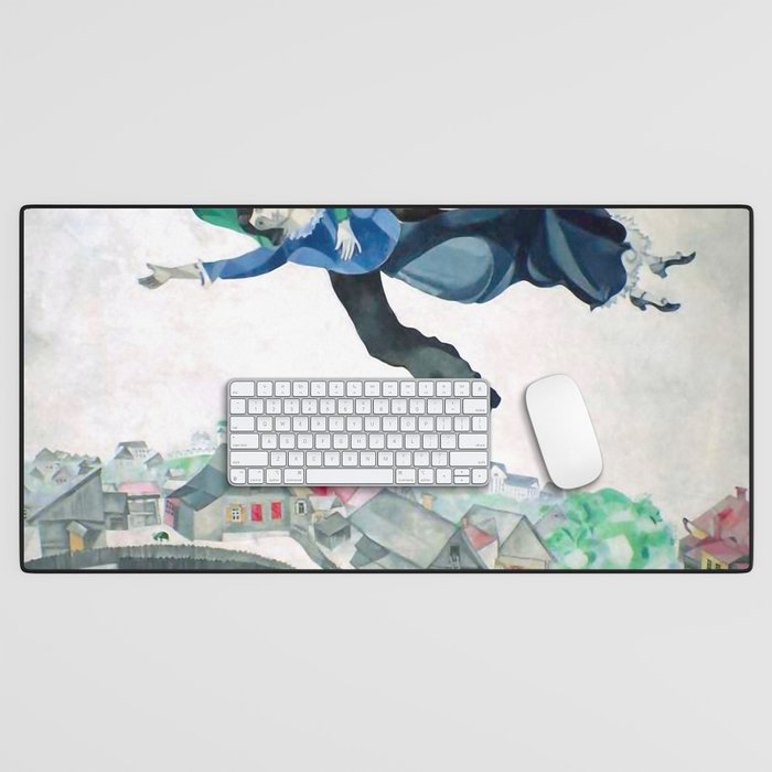 Over the Town by Marc Chagal ,marc chagall famous paintings Desk Mat Gallery Image 1