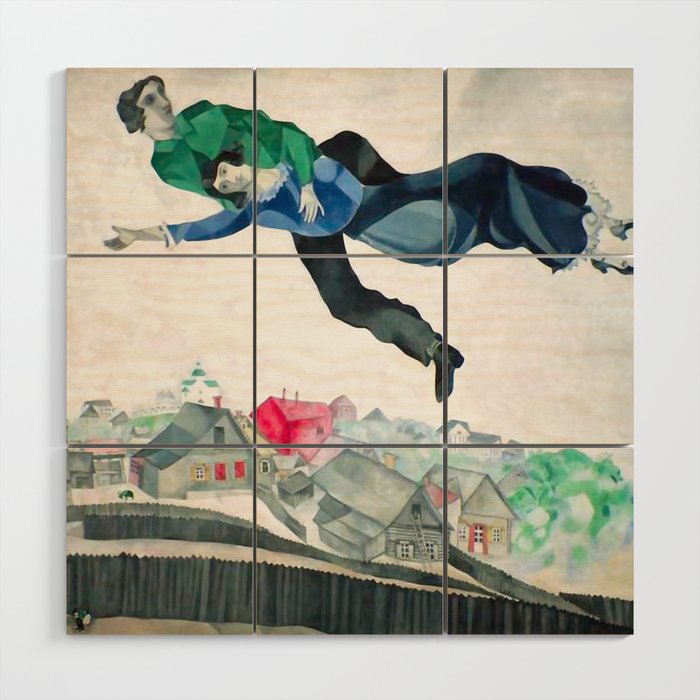 Over the Town by Marc Chagal ,marc chagall famous paintings Wood Wall Art Gallery Image 1