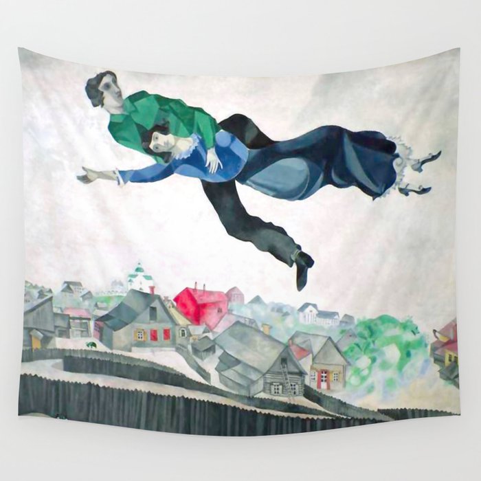Over the Town by Marc Chagal ,marc chagall famous paintings Wall Tapestry Gallery Image 1