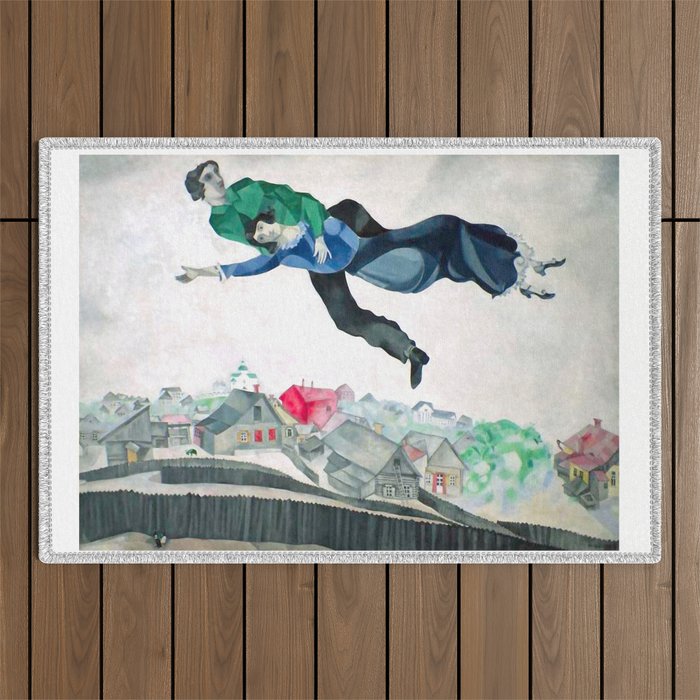 Over the Town by Marc Chagal ,marc chagall famous paintings Outdoor Rug Gallery Image 1