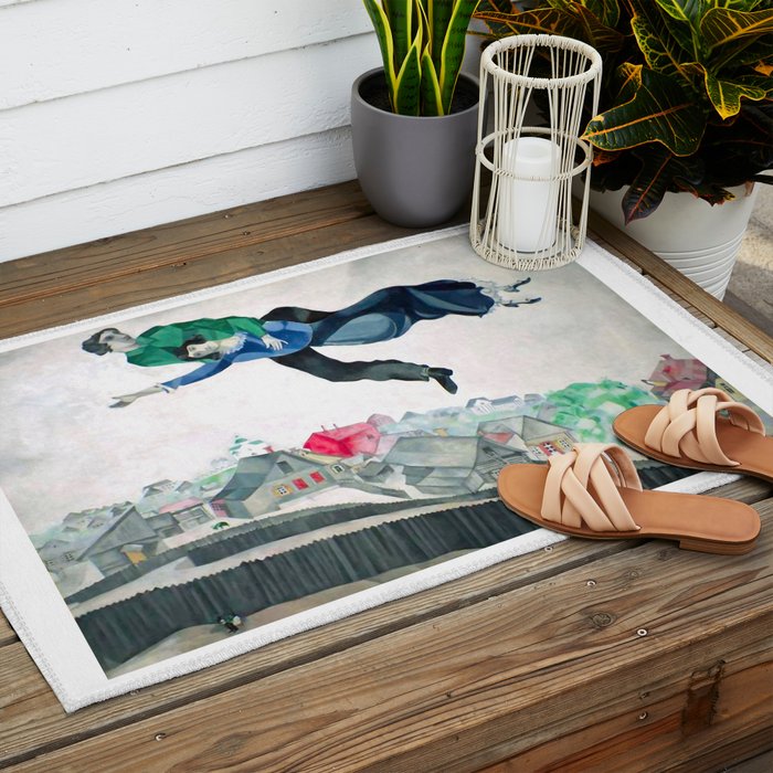Over the Town by Marc Chagal ,marc chagall famous paintings Outdoor Rug Gallery Image 2