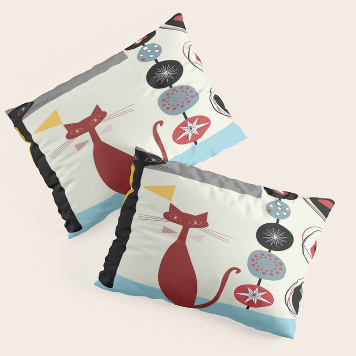 Mid-Century Modern Art Cats Pillow Sham Gallery Image 1