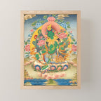 Green Tara On Lotus Throne - Buddhist Thangka Mini Art Print Gallery Image 1