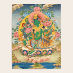 Green Tara On Lotus Throne - Buddhist Thangka Poster Gallery Image 4