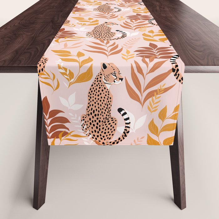Summer Cheetah Pattern I - Terracotta  Table Runner Gallery Image 1