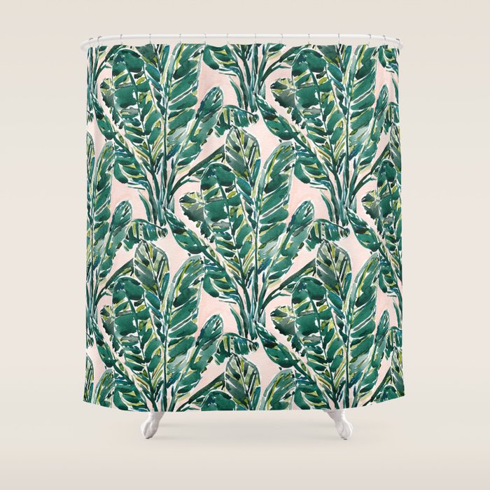 BIG FEELINGS Banana Leaf Tropical Shower Curtain Gallery Image 1