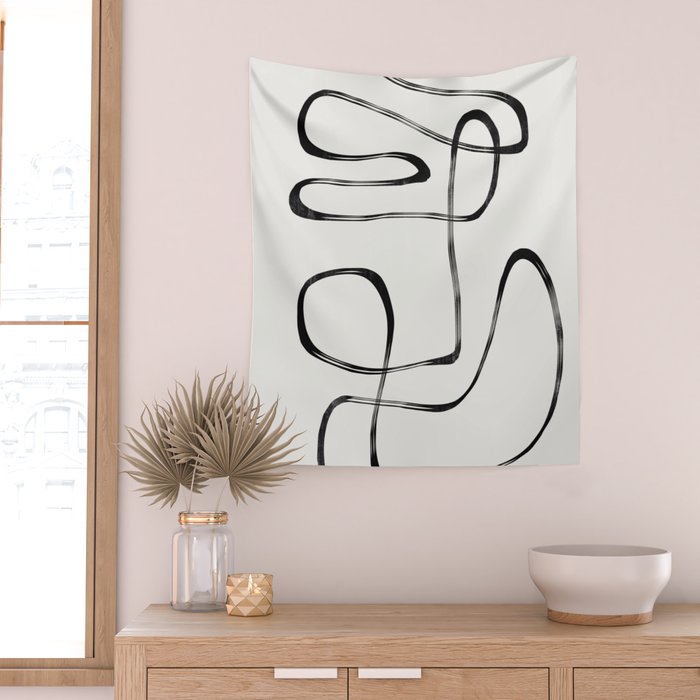 Minimalist One Line Modern Wall Tapestry Gallery Image 2