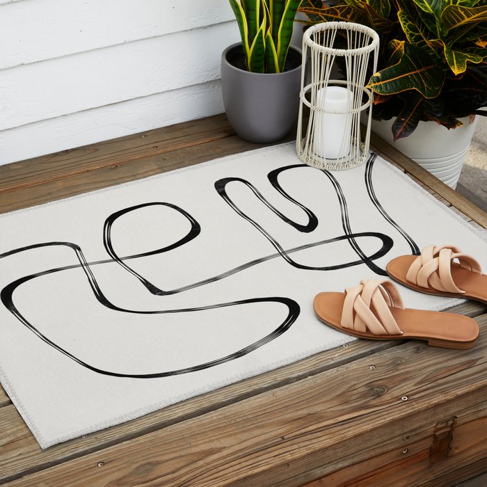 Minimalist One Line Modern Outdoor Rug Gallery Image 2