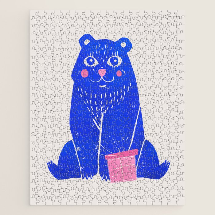 Blue Christmas Bear Jigsaw Puzzle Gallery Image 1