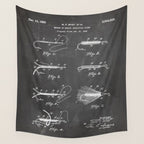 Fly Fishing Patent - Fisherman Art - Black Chalkboard Wall Tapestry Gallery Image 4