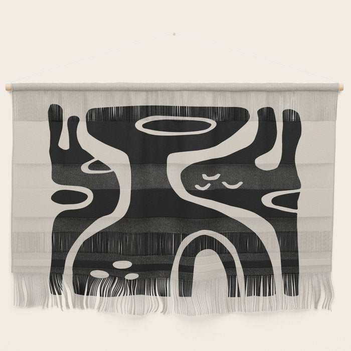 Abstract Art Black and Linen White Wall Hanging Gallery Image 1