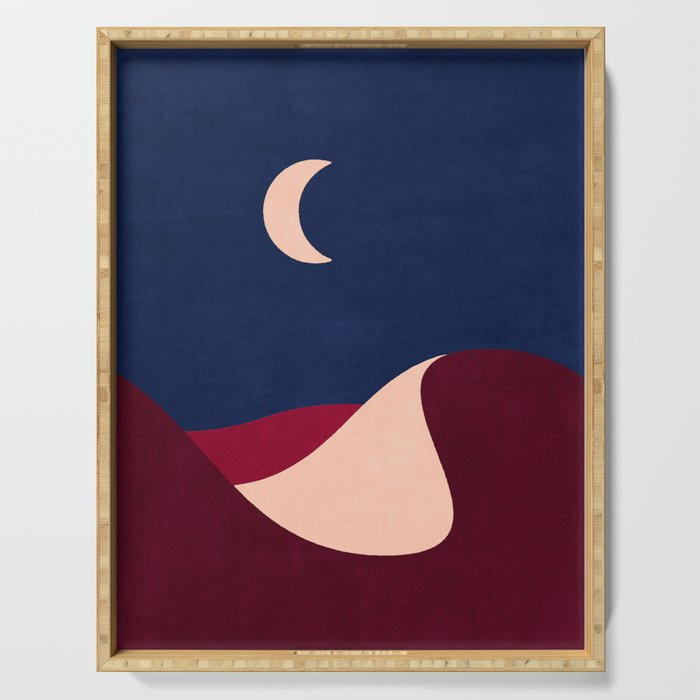 LANDSHAPES - Desert - night Serving Tray Gallery Image 1