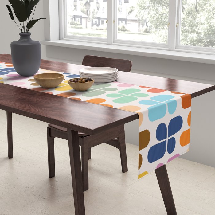 Retro Shapes Geometry Pattern Table Runner Gallery Image 2