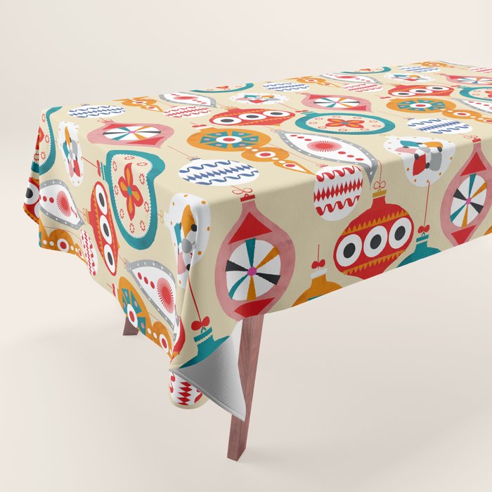 Retro christmas ornaments pattern Tablecloth Gallery Image 1