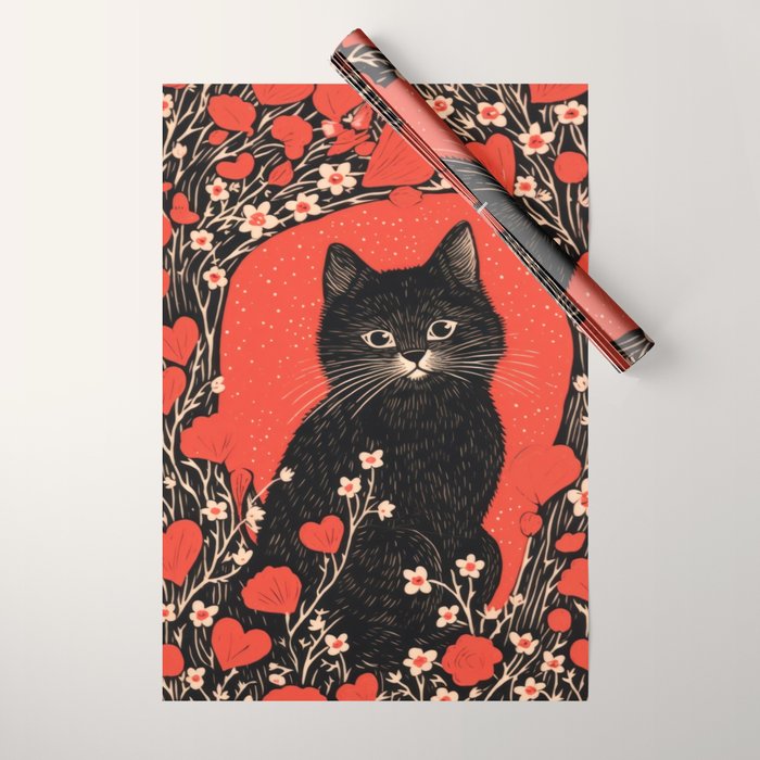 Valentines Kitty Wrapping Paper Gallery Image 1
