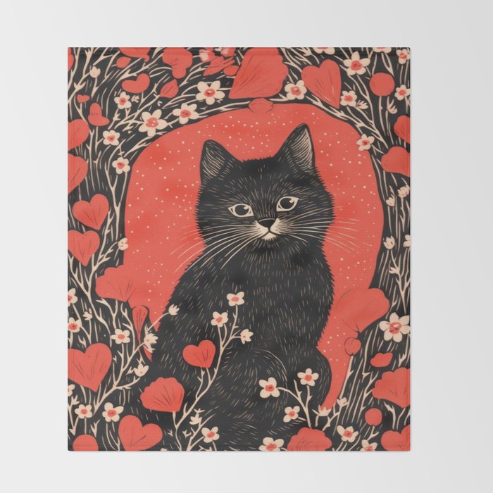 Valentines Kitty Throw Blanket Gallery Image 2
