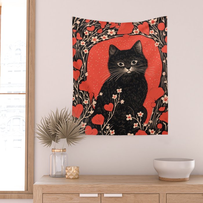Valentines Kitty Wall Tapestry Gallery Image 2