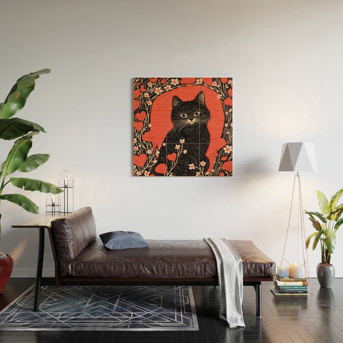 Valentines Kitty Wood Wall Art Gallery Image 2