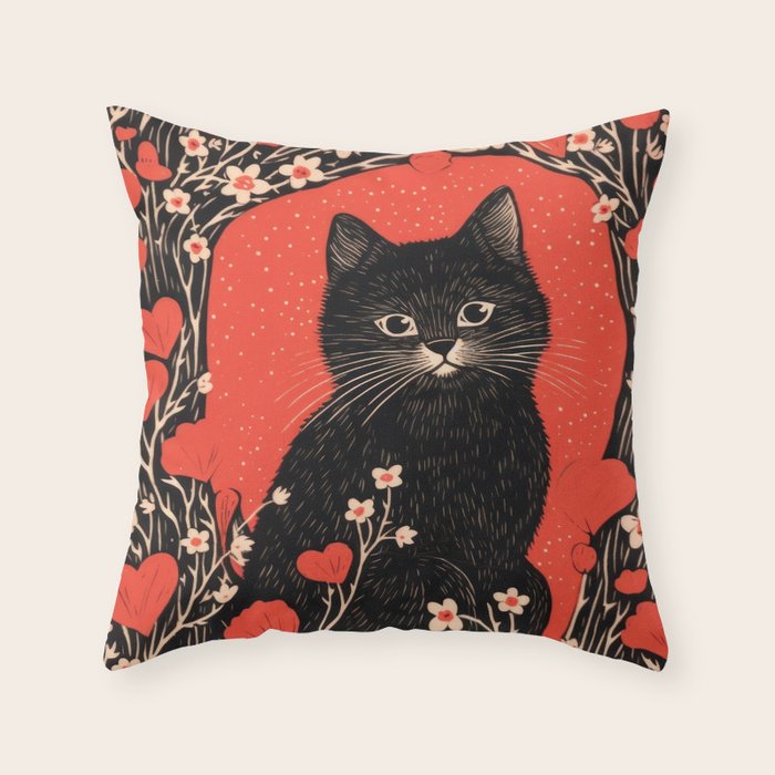 Valentines Kitty Throw Pillow Gallery Image 2
