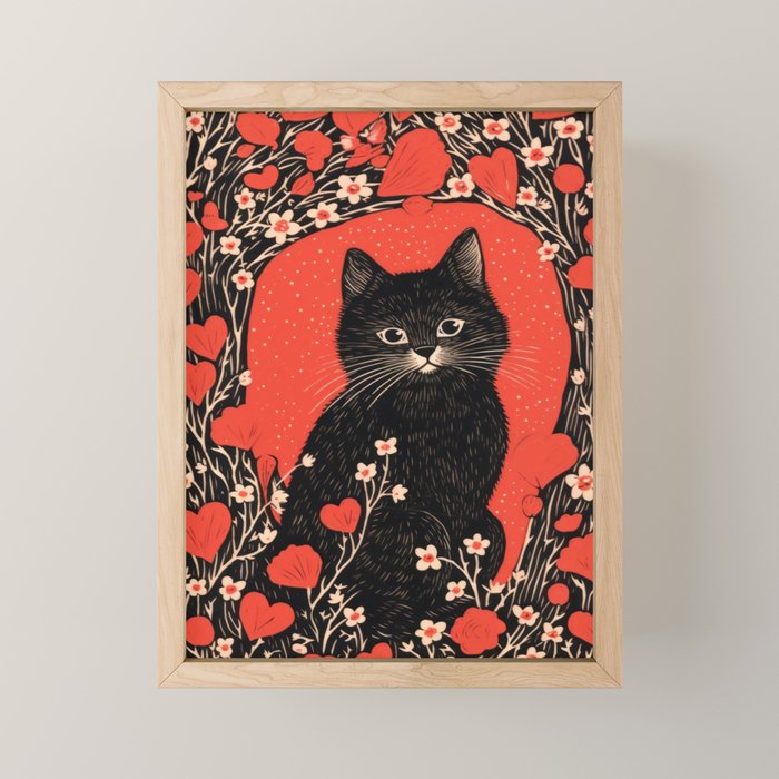 Valentines Kitty Mini Art Print Gallery Image 1