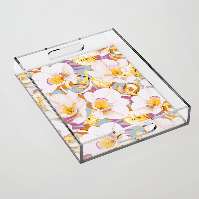 Lemons among the exotic flowers 4 Acrylic Tray Gallery Image 1
