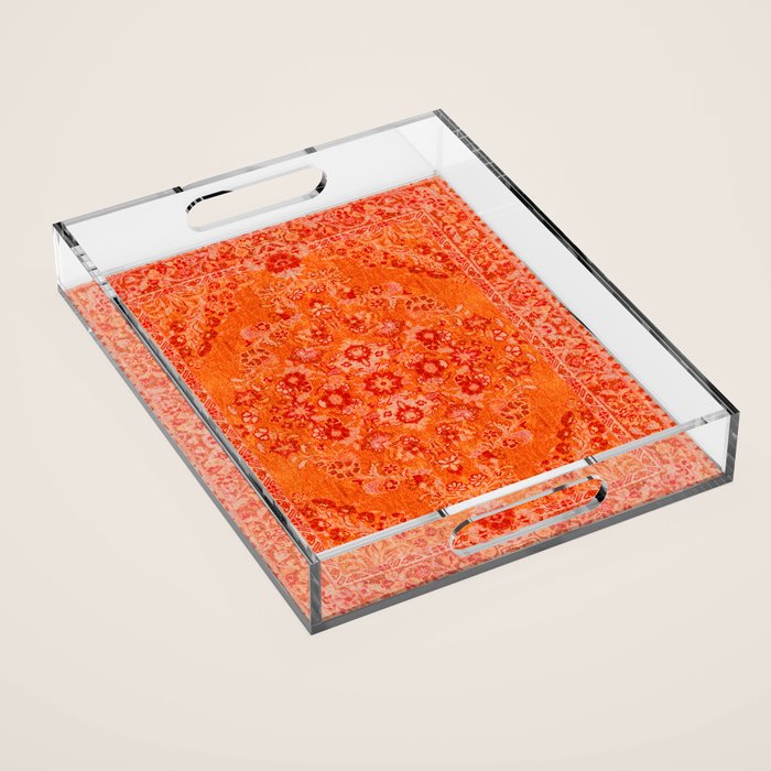 Orange Bohemian Oriental Heritage Traditional Vintage Moroccan Style Acrylic Tray Gallery Image 1