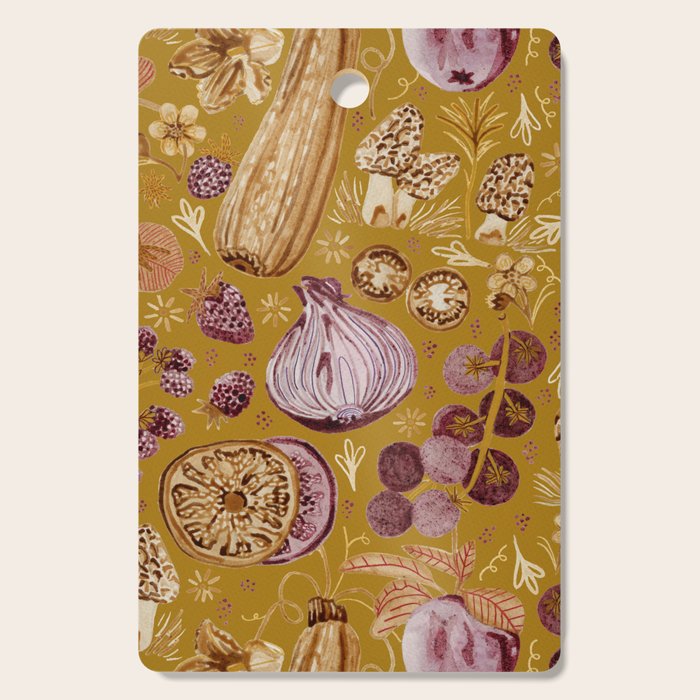 Garden Vegetables & Fresh Fruit in Harvest Yellow Cutting Board Gallery Image 1