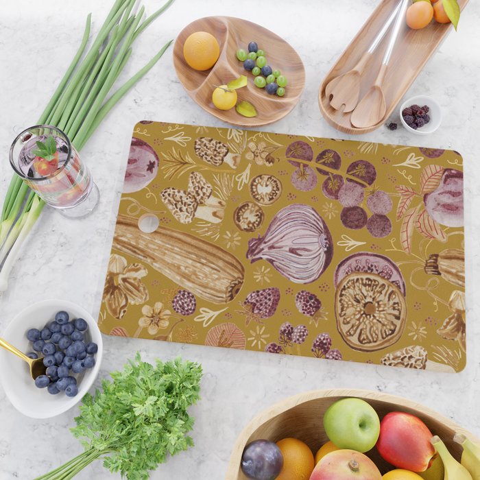 Garden Vegetables & Fresh Fruit in Harvest Yellow Cutting Board Gallery Image 2