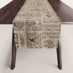 Egyptian hieroglyphs and symbols on wood Table Runner Gallery Image 1