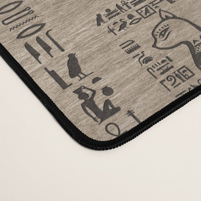 Egyptian hieroglyphs and symbols on wood Desk Mat Gallery Image 4