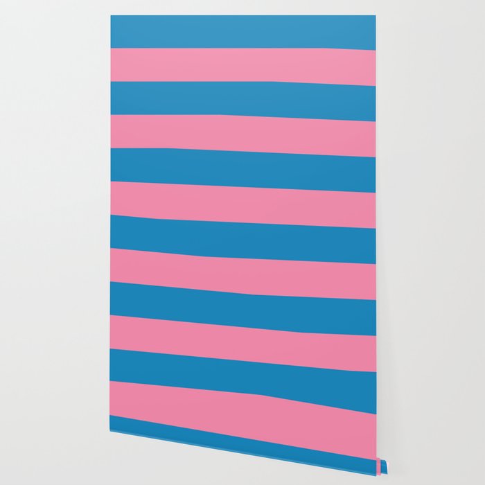 Fun Stripes Pink and Blue Narrow Retro Contemporary Stripe Pattern Wallpaper Gallery Image 2