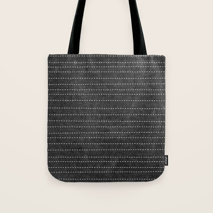stitched stripes - charcoal Tote Bag Gallery Image 1
