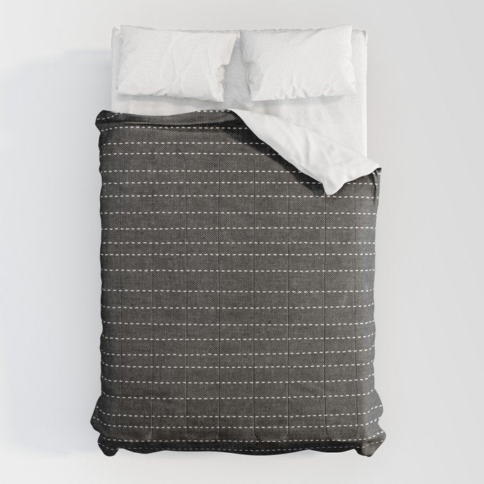 stitched stripes - charcoal Comforter Gallery Image 6