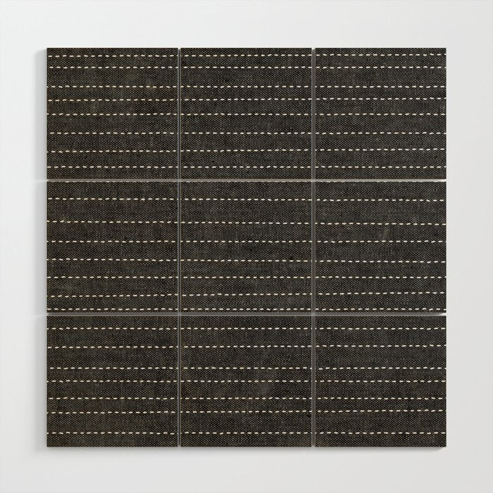stitched stripes - charcoal Wood Wall Art Gallery Image 1