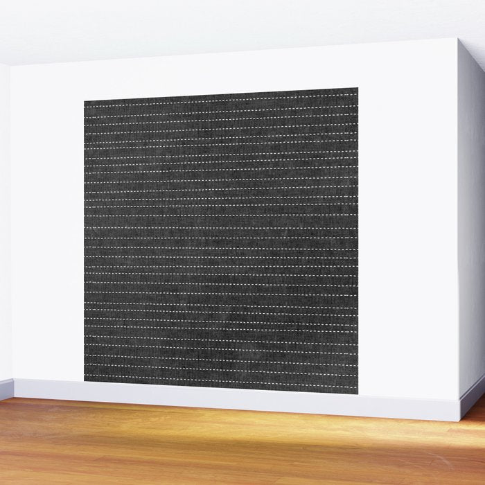stitched stripes - charcoal Wall Mural Gallery Image 2