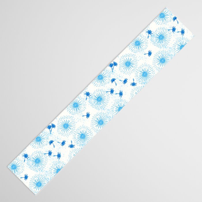 Make A Wish Dandelion Pattern in Sky Blue & Off White Table Runner Gallery Image 3