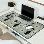 Mid Century Meow Retro Atomic Cats - Gray Desk Mat Gallery Image 2