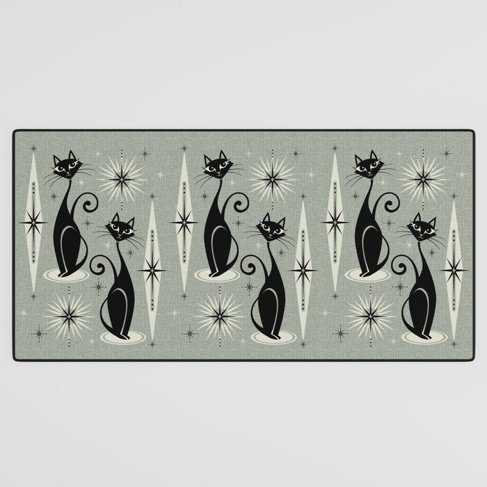 Mid Century Meow Retro Atomic Cats - Gray Desk Mat Gallery Image 3