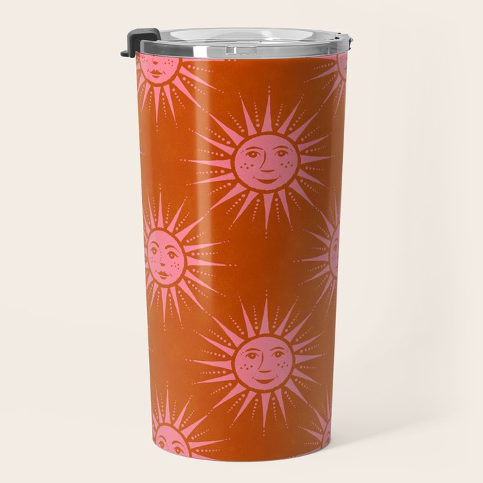 Freckled Suns - pink and rust Travel Mug Gallery Image 3