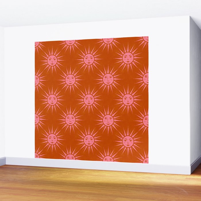 Freckled Suns - pink and rust Wall Mural Gallery Image 2